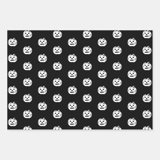 Schattige zwart sinaasappel wit jack o lantaarn Ha Inpakpapier Vel (Voorkant)