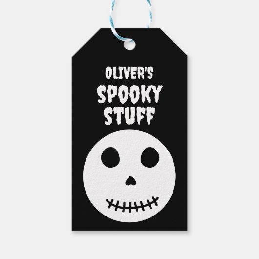 Schattige zwart spooky spul Kinder halloween sched Cadeaulabel (Voorkant)