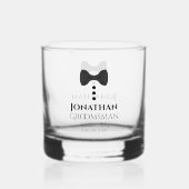 Schattige Zwart Stropdas Groomsman Beste Man Huwel Whisky Glas (Voorkant)