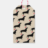 Schattige zwart teckel & kerstmuts cadeaulabel (Achterkant)