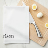Schattige zwart-wit aangepaste naam tekst monogram theedoek (Quarter Fold)