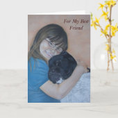 Schattige zwart-wit akita knuffelen beste vriend kaart (Gele Bloem)