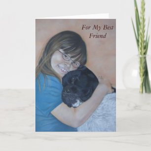 Schattige zwart-wit akita knuffelen beste vriend kaart