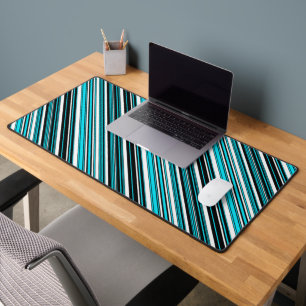 Schattige zwart wit aqua strepen bureaumat