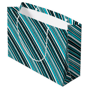Schattige zwart wit aqua strepen groot cadeauzakje
