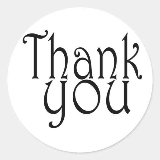 Schattige zwart-wit bedankzegels ronde sticker (Voorkant)