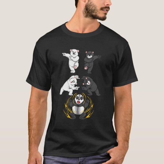 Schattige zwart-wit Beer in Panda Fusion Funny T-shirt (Voorkant)