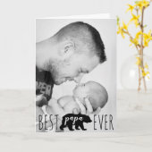 Schattige Zwart & Wit Beste Papa Beer Ooit Foto Kaart (Gele Bloem)