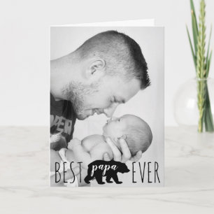 Schattige Zwart & Wit Beste Papa Beer Ooit Foto Kaart