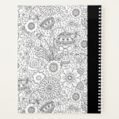 Schattige zwart wit bloemmotief planner (Achterkant)