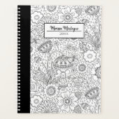 Schattige zwart wit bloemmotief planner (Voorkant)