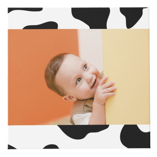 Schattige zwart wit boerderij dier koe print foto kubus (Voorkant)