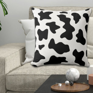schattige zwart-wit boerderij melkkoe print kussen