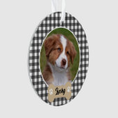 Schattige Zwart Wit Buffalo Plaid Custom Dog Foto Ornament (voorkant)