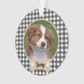 Schattige Zwart Wit Buffalo Plaid Custom Dog Foto Ornament (voorkant)