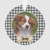 Schattige Zwart Wit Buffalo Plaid Custom Dog Foto Ornament (voorkant)