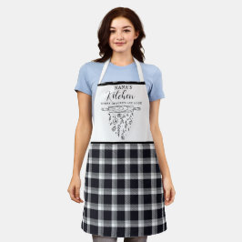 Schattige zwart-wit Buffalo Plaid Nana's Keuken Schort
