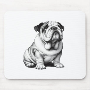 Schattige zwart-wit bulldog puppy schets muismat