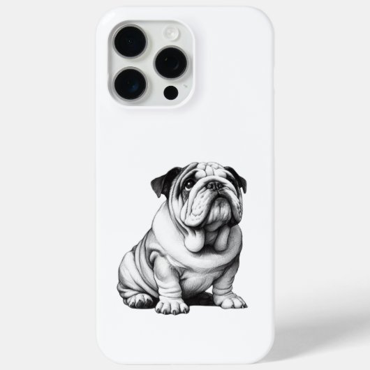 Schattige zwart-wit bulldog schets Case-Mate iPhone case (Achterkant)