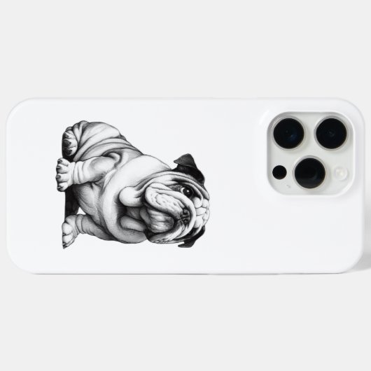 Schattige zwart-wit bulldog schets Case-Mate iPhone case (Achterkant (horizontaal))