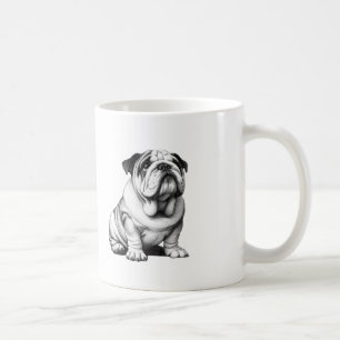 Schattige zwart-wit bulldog schets koffiemok