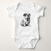 Schattige zwart-wit bulldog schets romper (Voorkant)