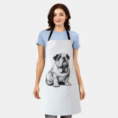 Schattige zwart-wit bulldog schets schort (Gedragen)