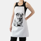 Schattige zwart-wit bulldog schets schort (Insitu)
