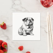 Schattige zwart-wit bulldog schets servet (Insitu)