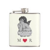 Schattige  Zwart Wit Cherub Angel Partner Heupfles (Voorkant)