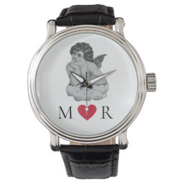 Schattige Zwart Wit Cherub Angel Partner Horloge