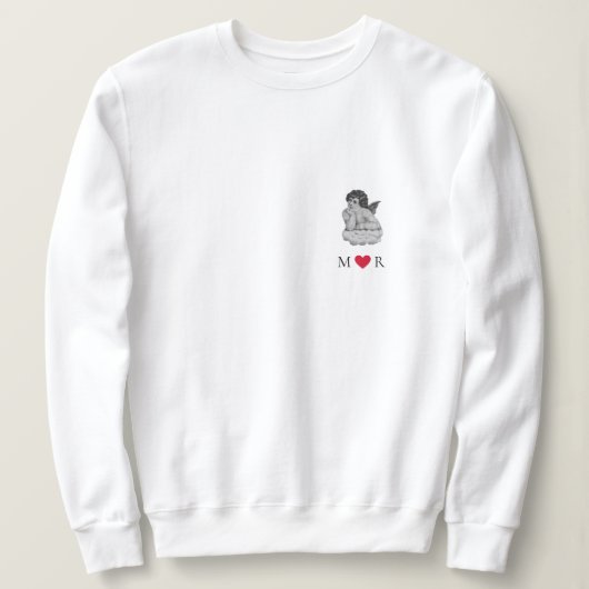 Schattige Zwart Wit Cherub Angel Partner Trui (Design voorkant)