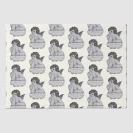 Schattige Zwart Wit Cherub Angel Tissuepapier