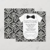 Schattige zwart-wit Damask Baby shower Kaart (Voorkant / Achterkant)