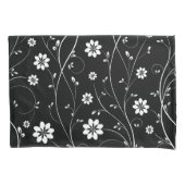 Schattige zwart-wit delicaat bloemmotief kussensloop (Voorkant)