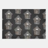 Schattige Zwart Wit GingerBread Huis Kerstcadeau Inpakpapier Vel (Voorkant 3)