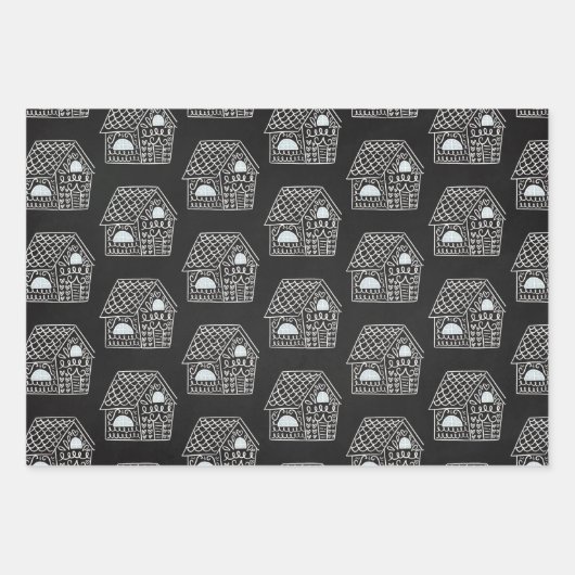 Schattige Zwart Wit GingerBread Huis Kerstcadeau Inpakpapier Vel (Voorkant 2)