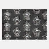 Schattige Zwart Wit GingerBread Huis Kerstcadeau Inpakpapier Vel (Voorkant)