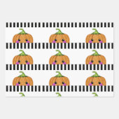 Schattige zwart wit glitter Sinaasappel pompoen ha Inpakpapier Vel (Voorkant 2)