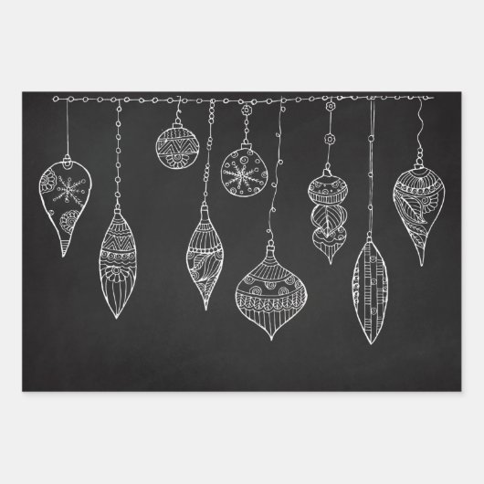 Schattige Zwart Wit Goud Kerstboom Ornament Gift Inpakpapier Vel (Voorkant)