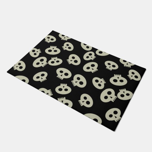 Schattige Zwart-Wit Halloween Skulls Deurmat (Schuin)