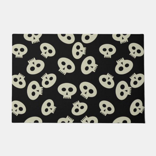Schattige Zwart-Wit Halloween Skulls Deurmat (Voorkant)