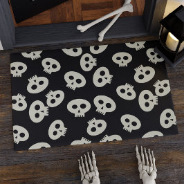 Schattige Zwart-Wit Halloween Skulls Deurmat