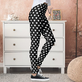 Schattige zwart wit hartenpatroon leggings
