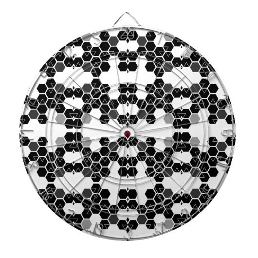 Schattige zwart-wit hex data patronen dartbord (Voorkant)