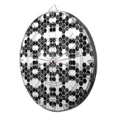 Schattige zwart-wit hex data patronen dartbord (Voorkant Rechts)