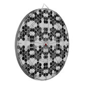 Schattige zwart-wit hex data patronen dartbord (Voorkant Links)