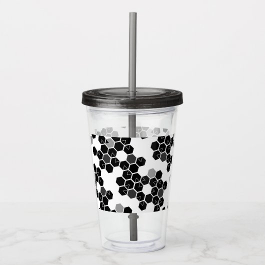 Schattige zwart-wit hexadecimale datapatronen acryl drinkbeker (Voorkant)