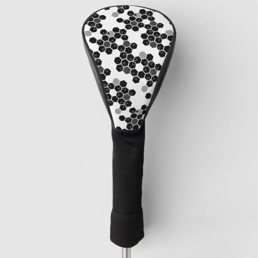 Schattige zwart-wit hexadecimale datapatronen golfheadcover (Voorkant)