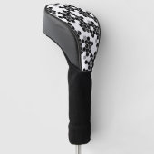 Schattige zwart-wit hexadecimale datapatronen golfheadcover (Schuin)